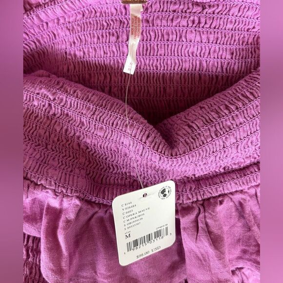 Nwt Free People Lush Life Linen Strapless Midi Dress Purple Opera Mauve - Picture 6 of 8